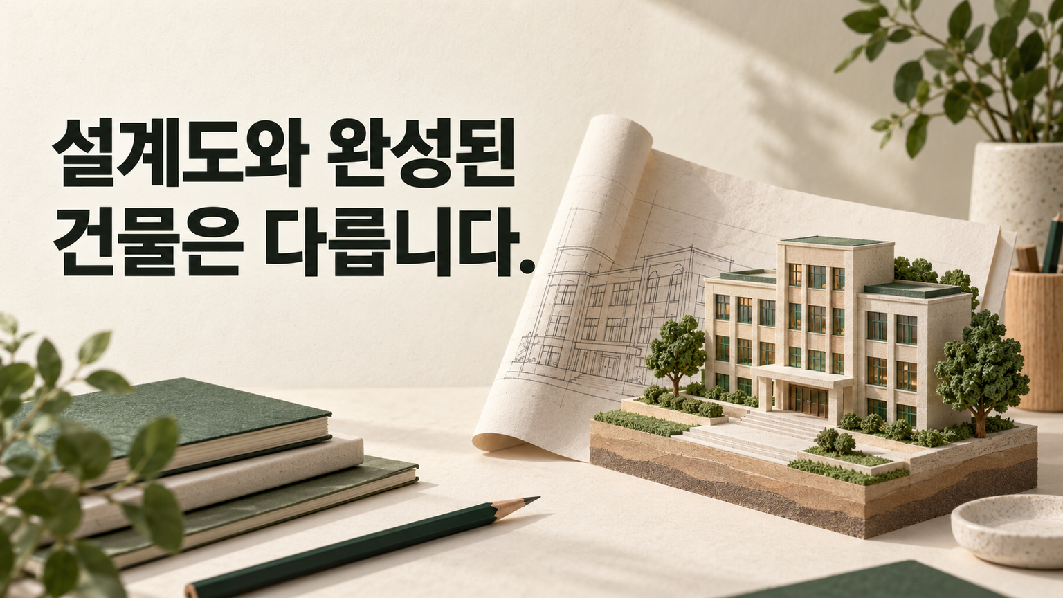 설계도와 완성된 건물은 다릅니다.