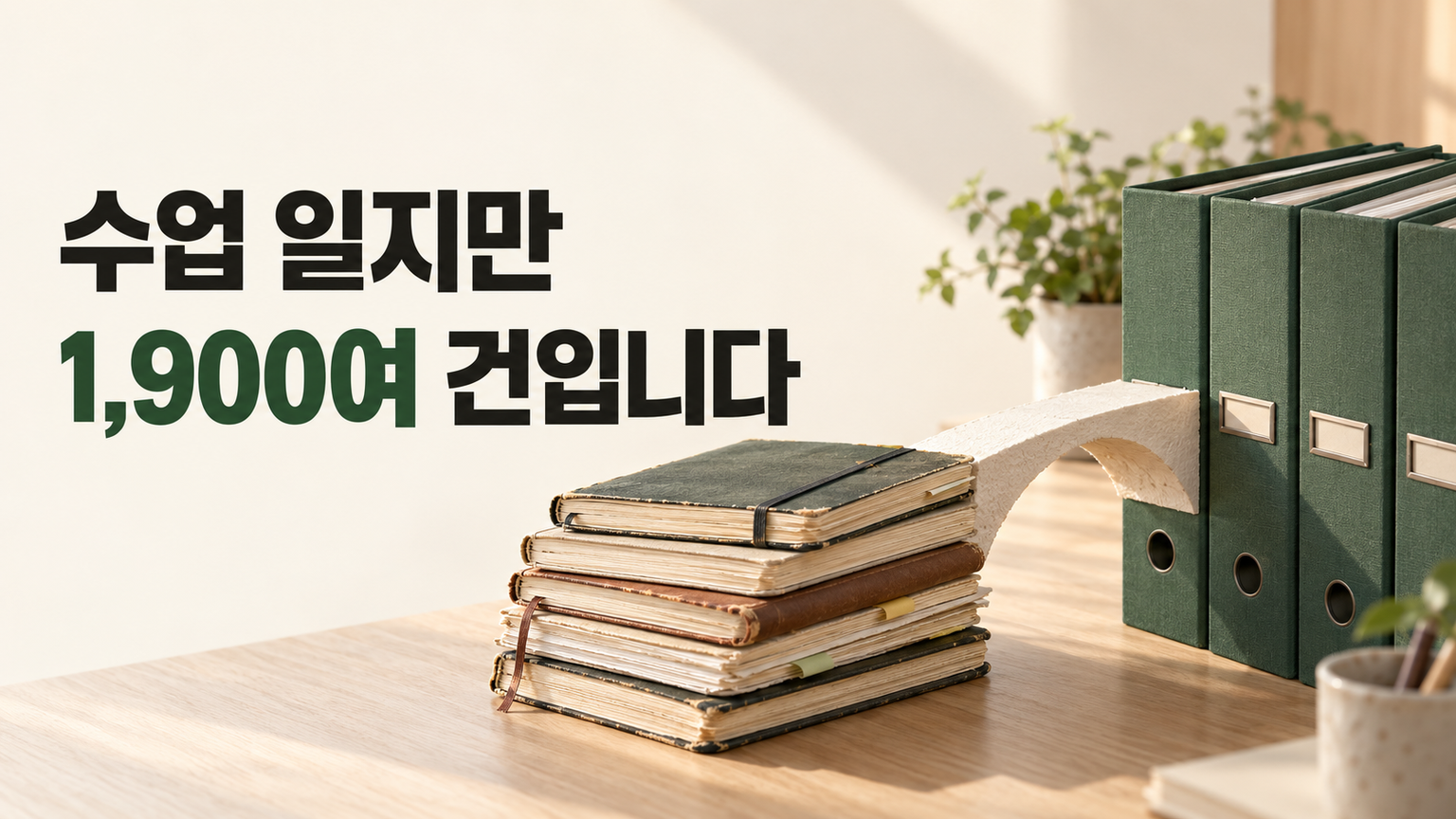 수업 일지만 1,900여 건입니다. 새 시스템으로 그대로 옮겨 담았습니다.
