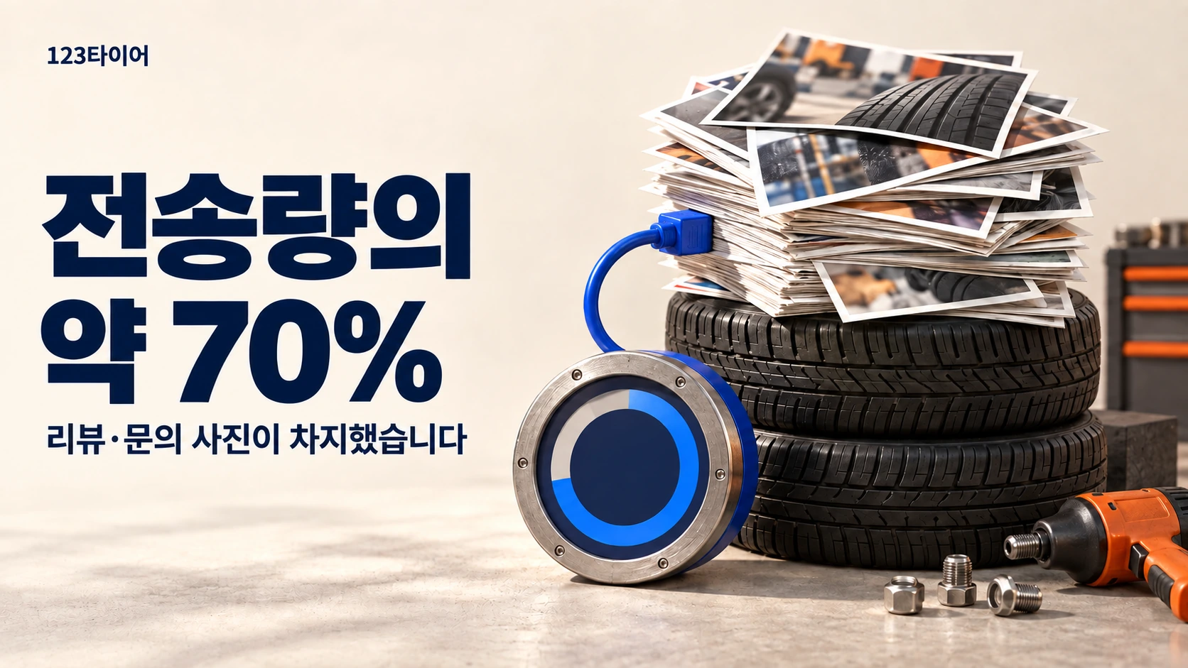 123타이어의 이미지 전송 요금, 월평균 108달러에서 0달러로